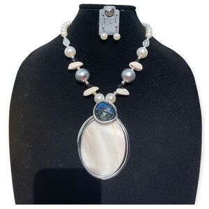 Fashion jewelry White Silver Shell Blue Glass Beaded Costume Accessories